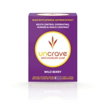 UNCRAVE Gum with Saffron Extract -Control Compulsive Snacking for Healthy Weight Loss - Improve Mood - Wild Berry, Box of 7 Packs (14 Pieces/1-Week Supply)