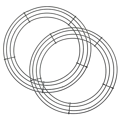 UND 14 h Wire Wreath Frame Metal Round Wreath Form Making Rings Green for Chrimas New Year Party Home Deration DIY Macrame Floral Crafts Pack of 2