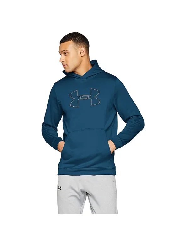 MENS FLEECE BIG GRAPHIC LOGO HOODIE, BLUE, MEDIUM