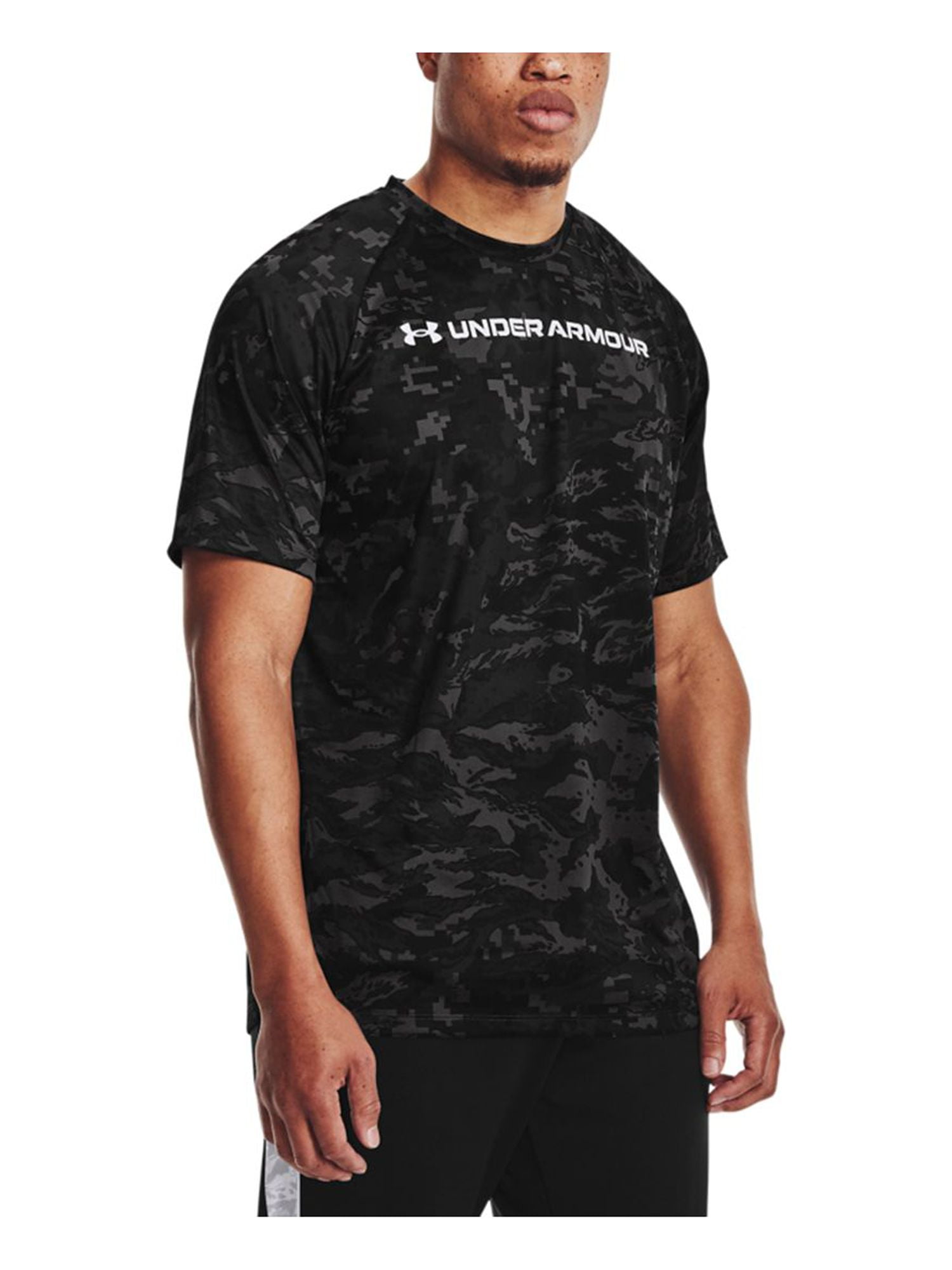 UNDER ARMOUR Mens Training Gray Camouflage Classic Fit Stretch T-Shirt L,  Women 