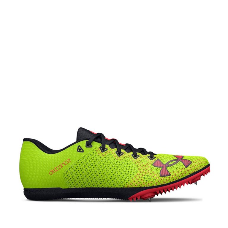 NEW UNDER ARMOUR unisex - kick distance 4 track spikes in high vis yellow/black/ Under Armour Unisex Adults main image 4