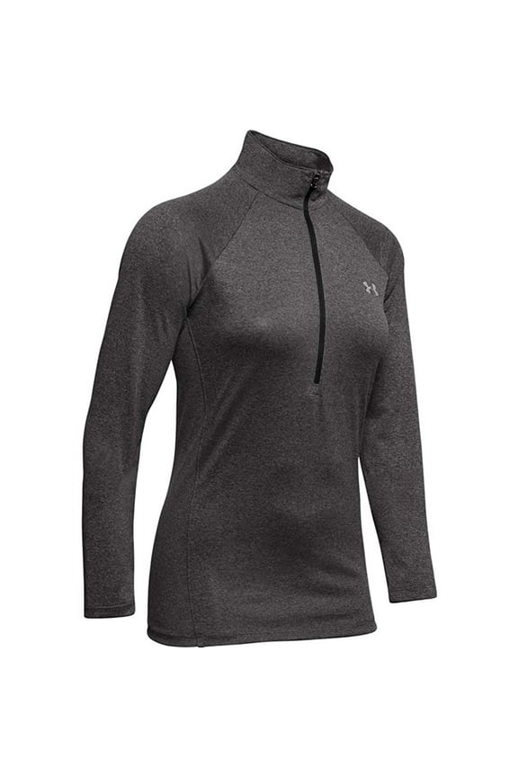 Women's Tech 1/2 Zip Long Sleeve Shirt in Carbon Heather/Metallic Silver, S