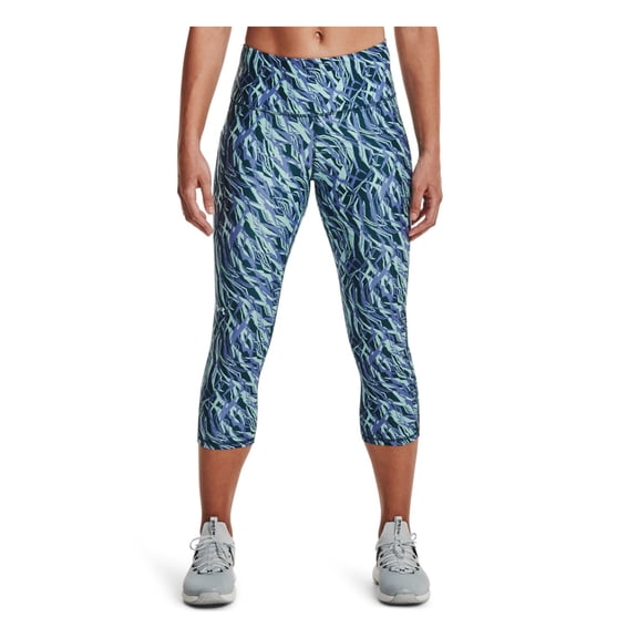 UNDER ARMOUR Womens Green Stretch Pocketed Elastic Waist Capri Printed Active Wear High Waist Leggings XS