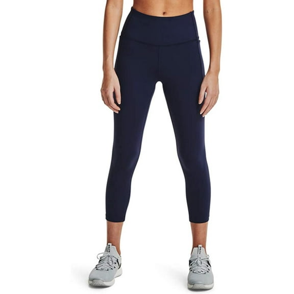 UNDER ARMOUR Womens Navy Moisture Wicking Pocketed Stretch Cropped Active Wear High Waist Leggings S