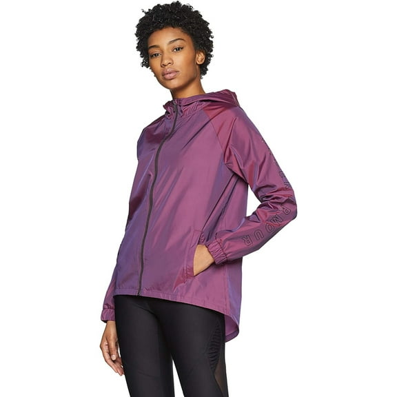 UNDER ARMOUR Womens Purple Pocketed Drawstring Hood Split Hi-lo Hem Zip Up Jacket S