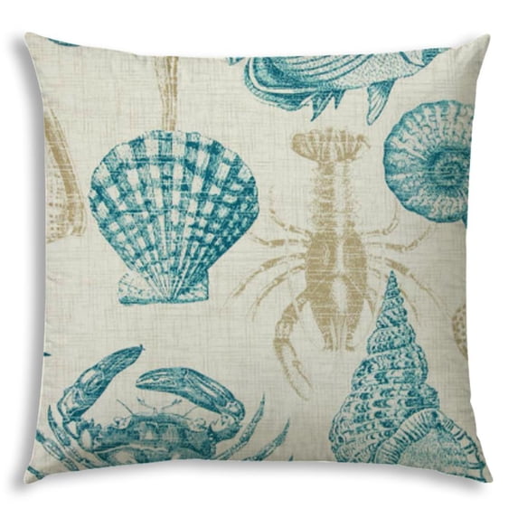 UNDER THE SEA Teal Indoor/Outdoor Pillow - Sewn Closure