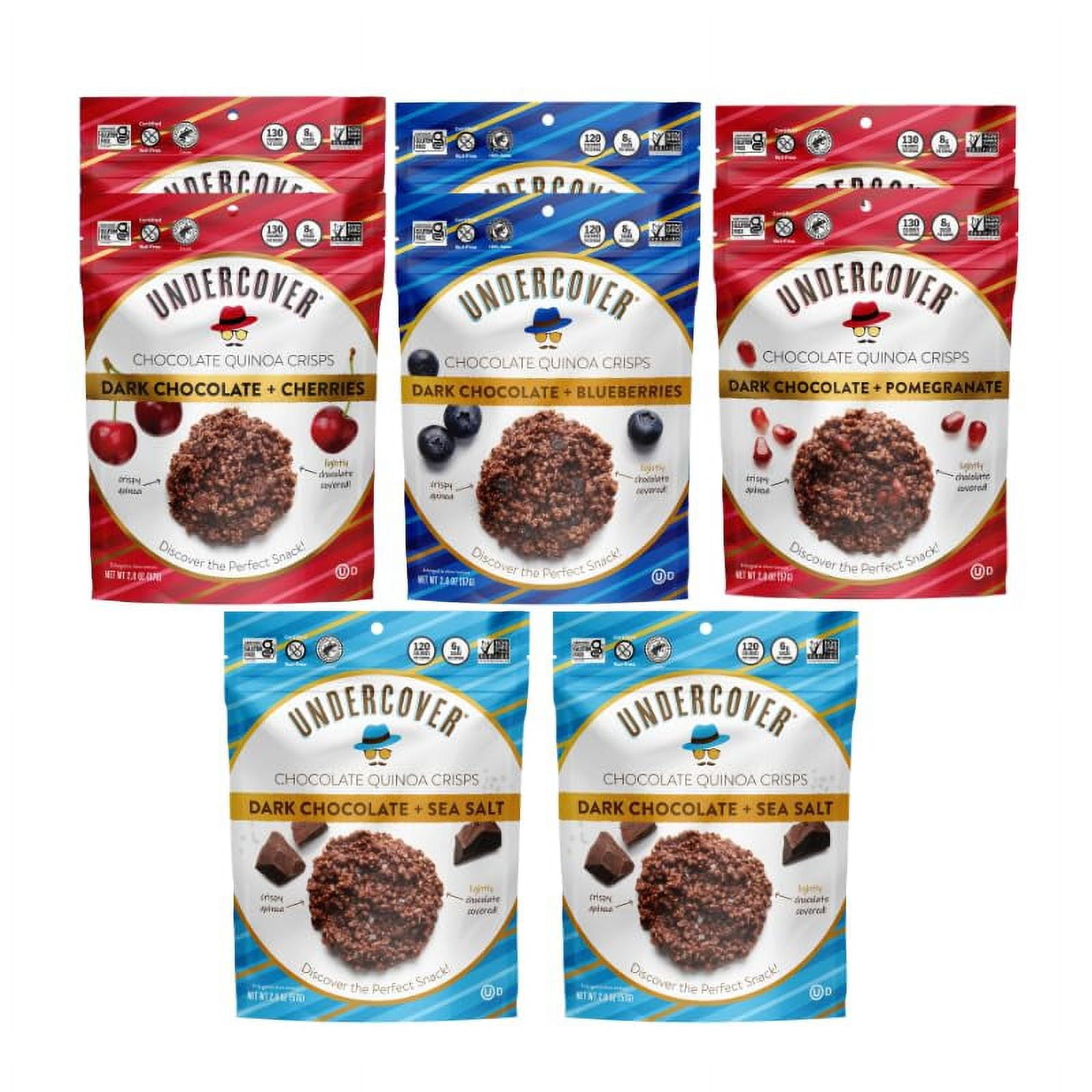 UNDERCOVER CHOCOLATE QUINOA CRISPS DARK CHOCOLATE VARIETY PACK 8Pack, 2oz Bags Gluten