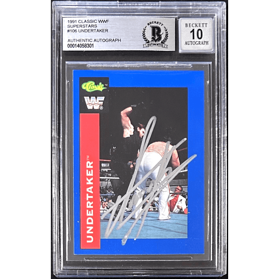 UNDERTAKER Signed 1991 Classic WWF Superstars Card #106 Beckett 14057301 Auto 10