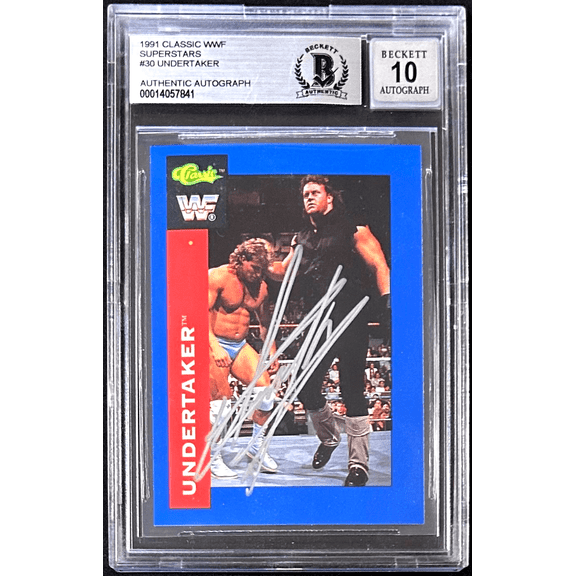 UNDERTAKER Signed 1991 Classic WWF Superstars Card #30 Beckett 14057841 Auto 10