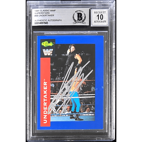 UNDERTAKER Signed 1991 Classic WWF Superstars Card #88 Beckett 14057845 Auto 10