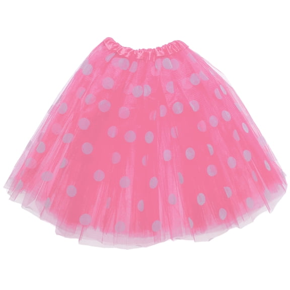 UNDERWRAPS 3-Layer Kids Tutu - Pink Polka Dots Childrens Tutu Halloween Costume with Elastic Waist, Ballet Tutu Dress Up Kit