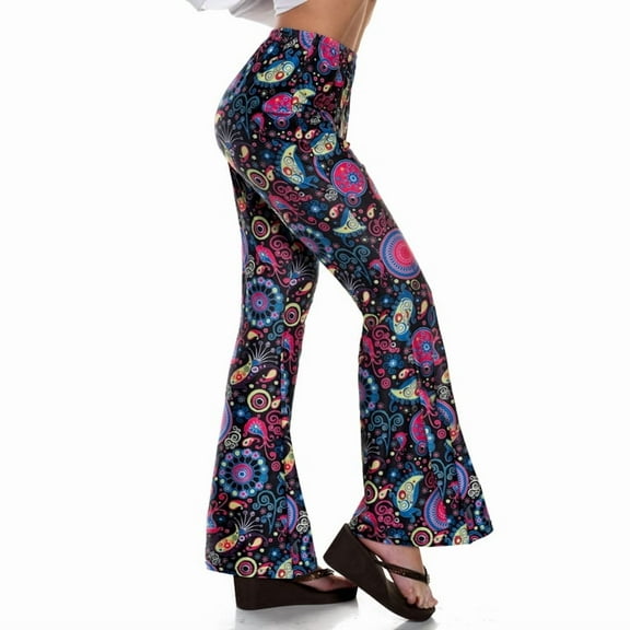 UNDERWRAPS 60s Tie Dye Leggings - Women Bell Bottoms Leggings, Rave Outfit, 70s Hippie Costume, Hippie Clothes for Cosplay, Halloween Party