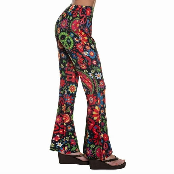 UNDERWRAPS 60s Tie Dye Leggings - Women Bell Bottoms Leggings, Rave Outfit, 70s Hippie Costume, Hippie Clothes for Cosplay, Halloween Party