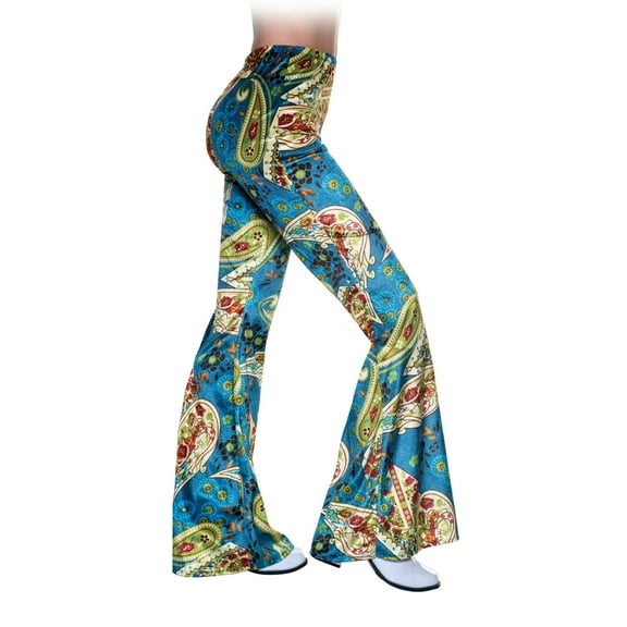 UNDERWRAPS 70s Blue Bell Bottom - Costume Pants For Women, Womens Disco Velvet Flared Bottom Pants, High Waisted Womens Hippie Pants, 70s Outfits For Women