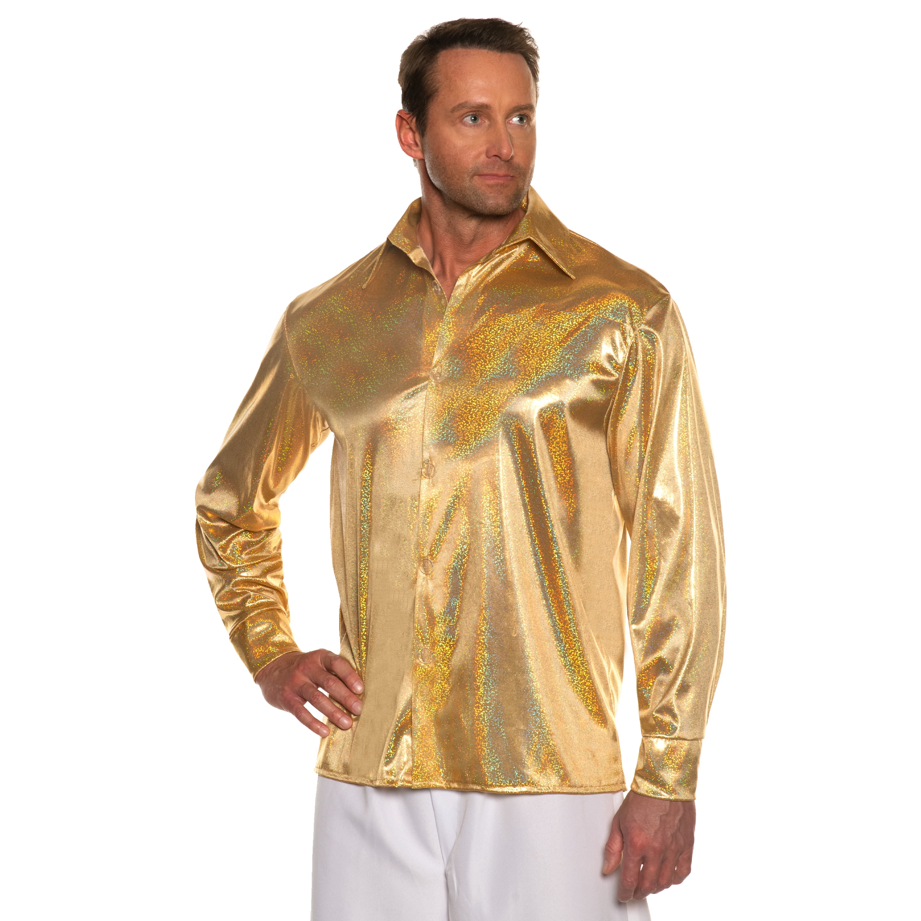 70s Disco Metallic Gold Mens Shirt Men's Rose Gold 70s Disco Shirt Shiny Lurex Long Sleeve 70s Disco Metallic Gold Mens Shirt Men's Rose Gold 70s Disco Shirt Shiny Lurex Long Sleeve