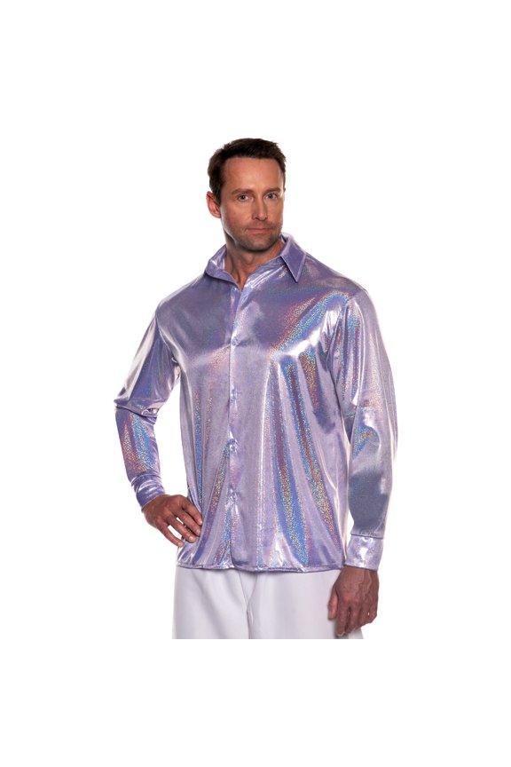 70s Mirrorball Metallic Shirt - Long Sleeve Shirt , Disco Outfit, Cosplay Costume, Rave Outfits, Halloween Disco Party, Prom Party
