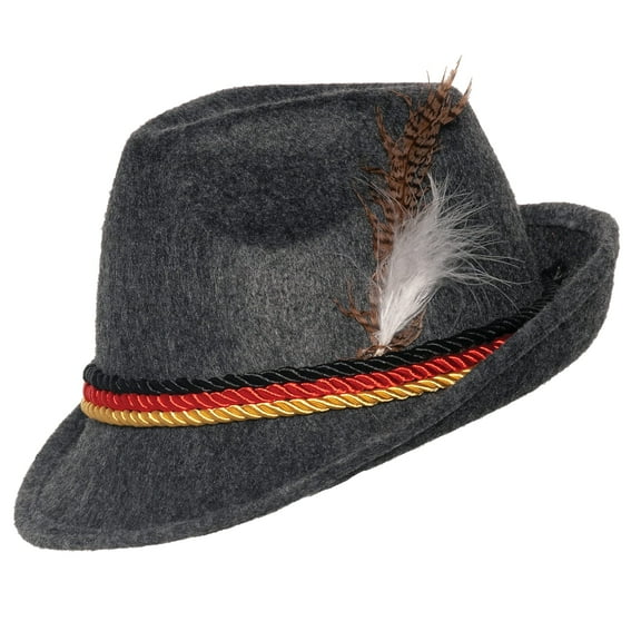 UNDERWRAPS Adult One Size Sheriff Bavarian Hat - Gray with Rope Accent and Feathers - Adult Unisex Halloween Costume Hat