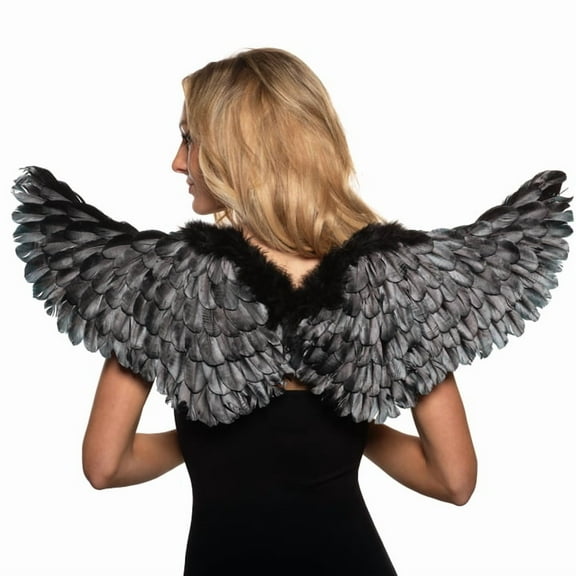 UNDERWRAPS Black Feather Angel Wings - Cosplay Costume for Dress Up, Halloween Party Wings, Wings Ornament, Angel Wings Wall Decor