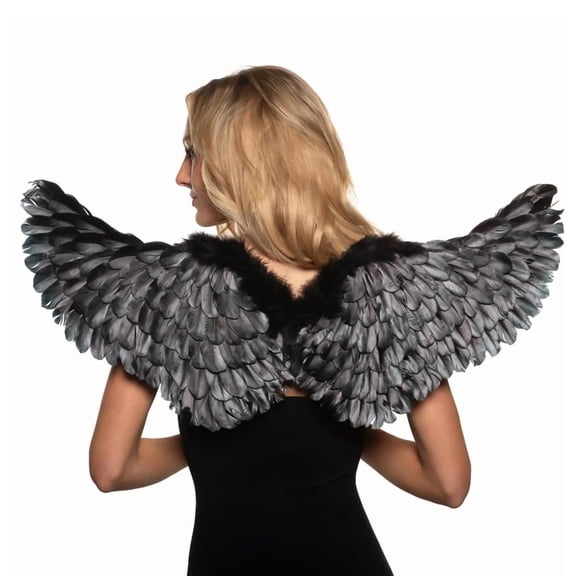 UNDERWRAPS Black Feather Angel Wings - Cosplay Costume for Dress Up, Halloween Party Wings, Wings Ornament, Angel Wings Wall Decor