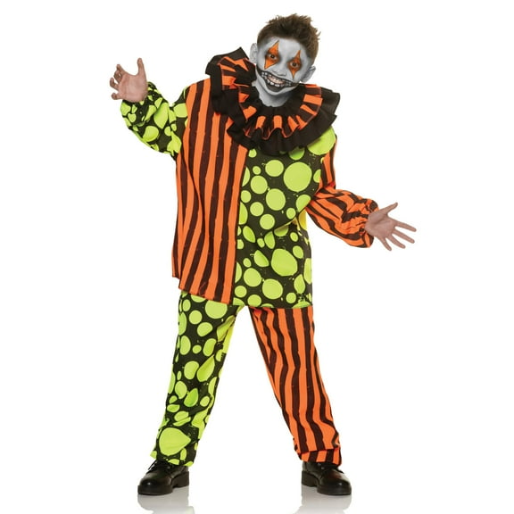 UNDERWRAPS Blacklight Glow Scary Clown Costume - Neon Terror Glow in the Dark Adult Halloween Black Light Reactive Clown (Small (4-6))