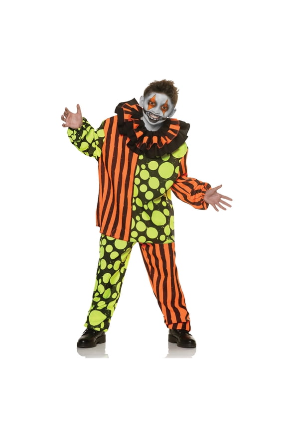 Blacklight Glow Scary Clown Costume - Neon Terror Glow in the Dark Adult Halloween Black Light Reactive Clown (Small (4-6))