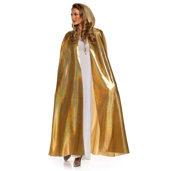 UNDERWRAPS Cute Metallic Hooded Cape - Women's Gold Cape With Hood, Adult Wizard Robe, Cosplay Costume for Halloween Party, Party Dress Up