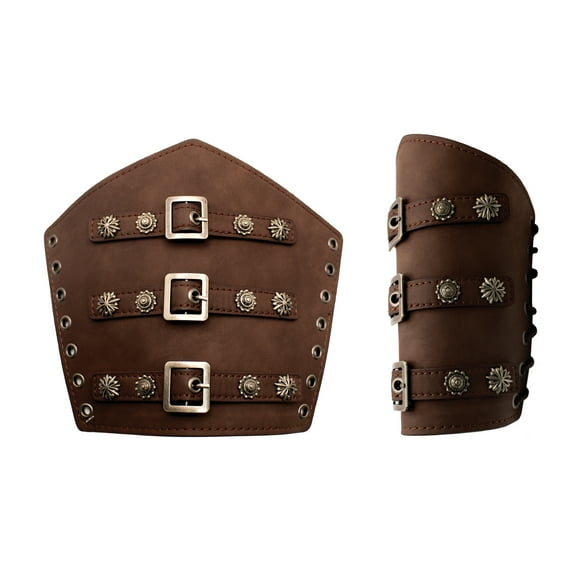 UNDERWRAPS Faux Leather Cuff Bracelet - Brown Leather Arm Cuff Metal Buckle Guards, Warrior Renaissance Accessories Pirate Accessories Viking Bracelet For Men