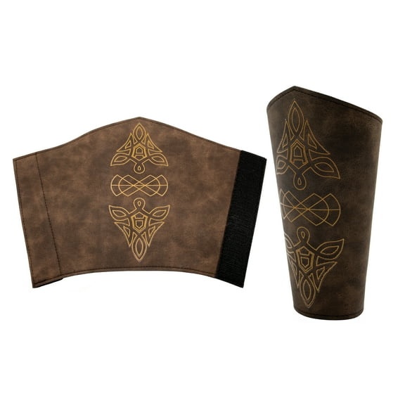 UNDERWRAPS Faux Leather Cuff Bracelet - Brown Leather Arm Cuff Viking Design, Warrior Renaissance Accessories Pirate Accessories Viking Bracelet For mens pirate costume