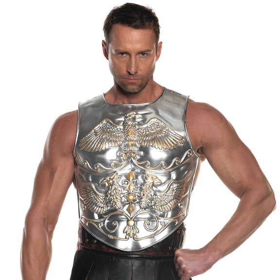 UNDERWRAPS Foam Medieval Chest Armor - One Sided Metallic Chest Armor Plate, Renaissance Body Armor with Elastic Back, Renaissance Accessories Gladiator Costume