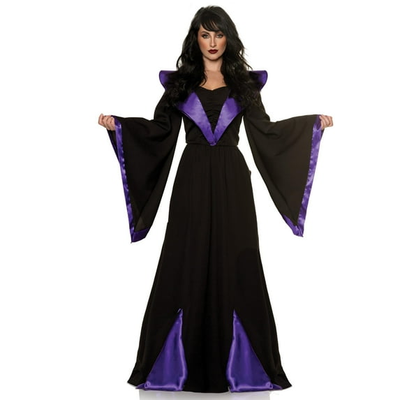 UNDERWRAPS Full Length Evil Queen Robe - Black and Purple Satin Robe for Cosplay (US, Alpha, X-Large, Regular, Regular, Standard, Womens X-Large (14-16))