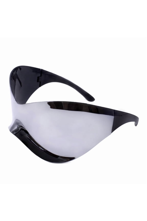 Futuristic Sunglasses for Halloween - Rave Accessories for Men & Women, Oversized Rimless Space Glasses, Fashion Costume Glasses