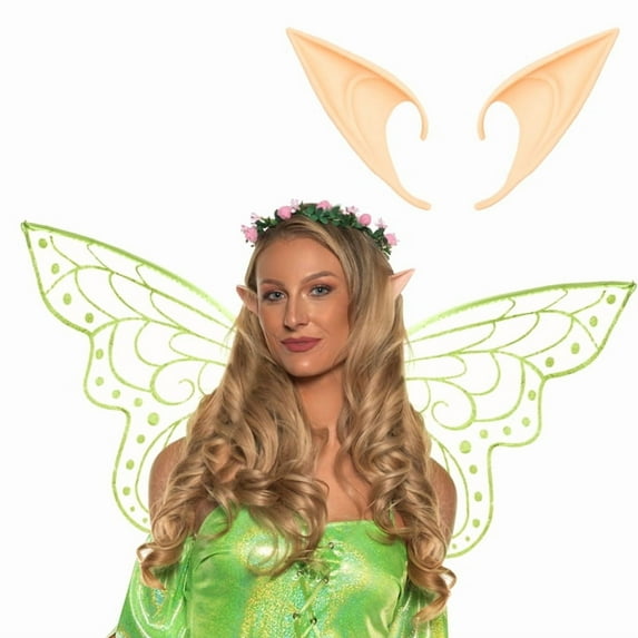 UNDERWRAPS Green Fairy Accessory Kit - Fairy Cosplay Kit, Includes Wings, Light-Up Floral Crown & Pointed Ears, Renaissance Accessories
