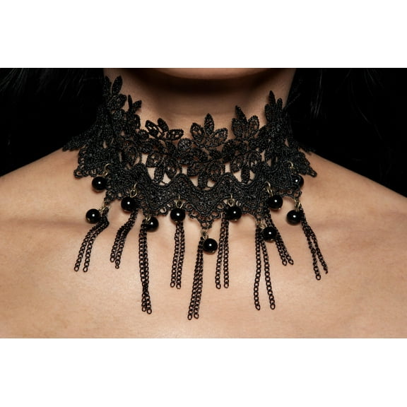 UNDERWRAPS Halloween Lace Choker Necklaces - Vampire Costume Choker Necklaces for Women Goth, Witch Gothic Neck Costume Jewelry (Lace Flower Choker, Adult OS)