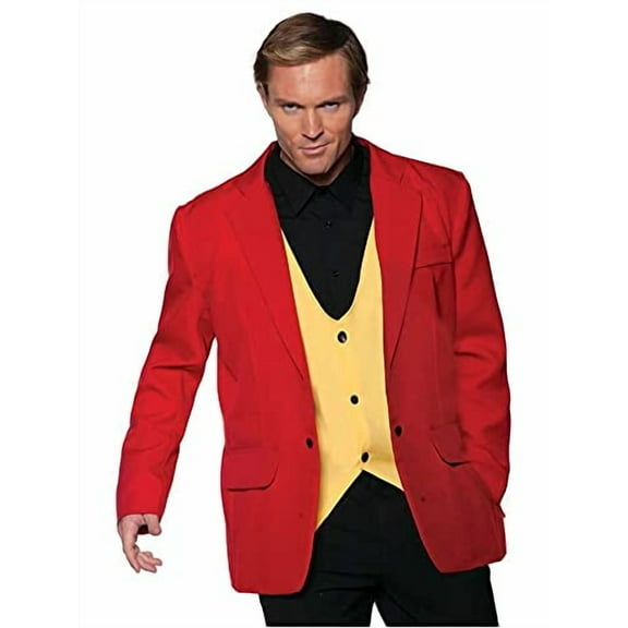 UNDERWRAPS Halloween Men's Red Jacket - With Yellow Vest Set, Halloween Cartoon Comic Villain, Cosplay Dress Up for Men & Women, Themed Events