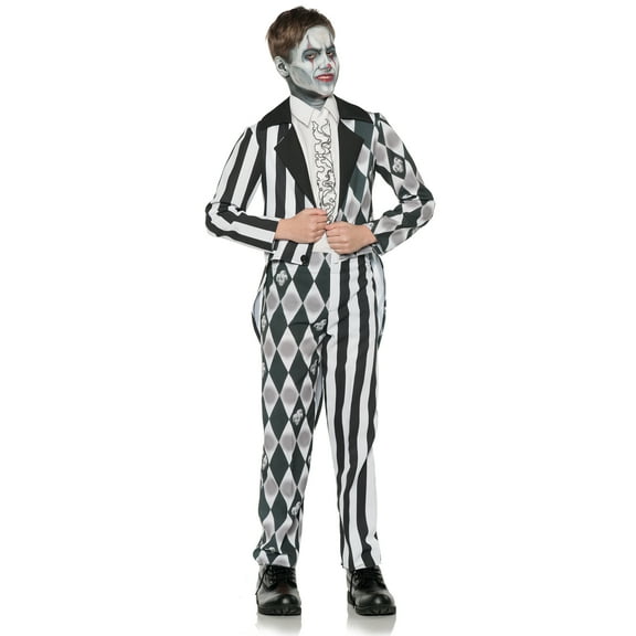 UNDERWRAPS Kid's Creepy Clown Tuxedo - Halloween Costume for Boys, Cosplay Dress Up for Children, B&W Tuxedo, Outfits for LARP Events