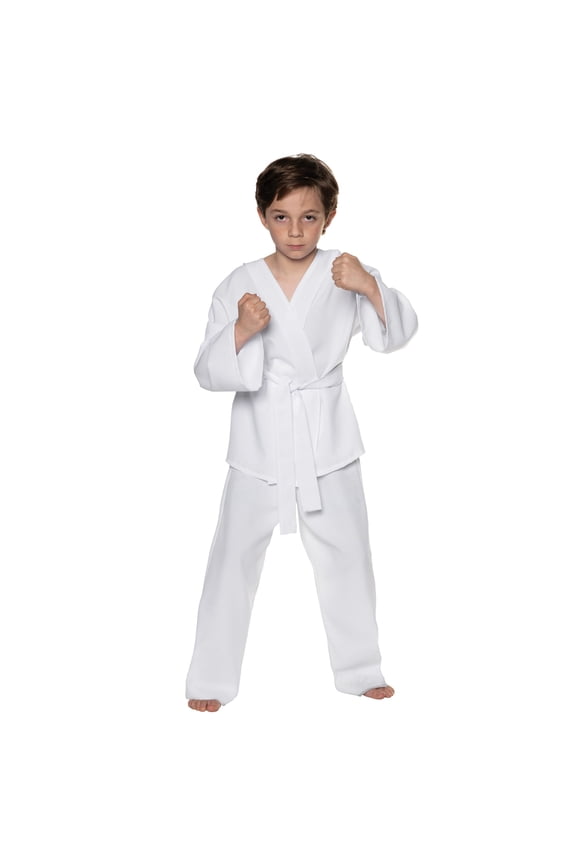 Kids White Karate Gi - Halloween Outfits for Kids, Dress Up Costume for Boys (Child Medium 8+)