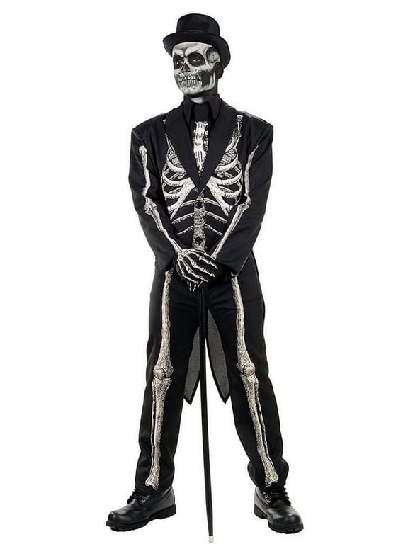 Men's Bone Chillin Skeleton Tuxedo Costume, Black, Adult One Size