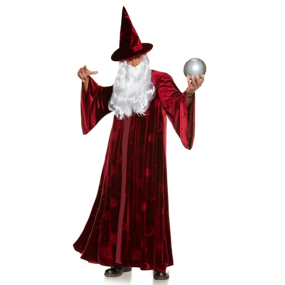 UNDERWRAPS Men's Burgundy Wizard Costume - Wizard Fantasy Costume, Magic Sorcerer Costume, Renaissance Halloween Outfit, Cosplay Costume