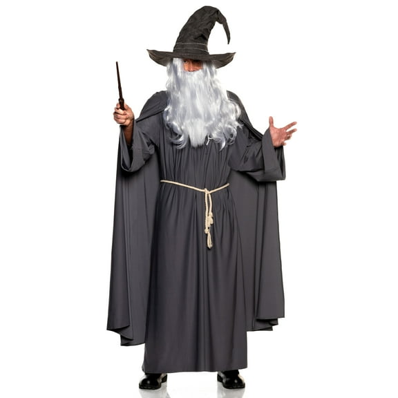 UNDERWRAPS Men's Grey Warlock Costume - Halloween Costumes for Men, Renaissance Wizard Outfit, Cosplay Costume, Adult Sorcerer Costume