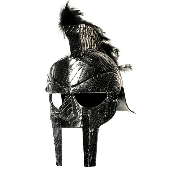 UNDERWRAPS Men's Medieval Roman Helmet - Gladiator Helmet with Black Feathers, Cosplay Helmet, Costume Accessories, Movie Prop Helmet Decor