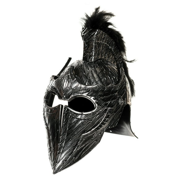 UNDERWRAPS Men's Pointed Roman Helmet - Gladiator Helmet with Black Feather Plume, Cosplay Helmet, Costume Accessories, Movie Prop Helmet