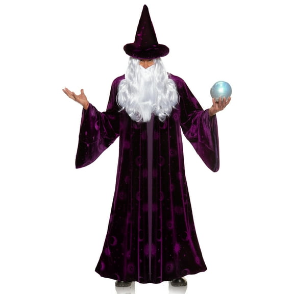 UNDERWRAPS Men's Purple Wizard Costume - Wizard Fantasy Costume, Magic Sorcerer Costume, Renaissance Halloween Outfit, Cosplay Costume