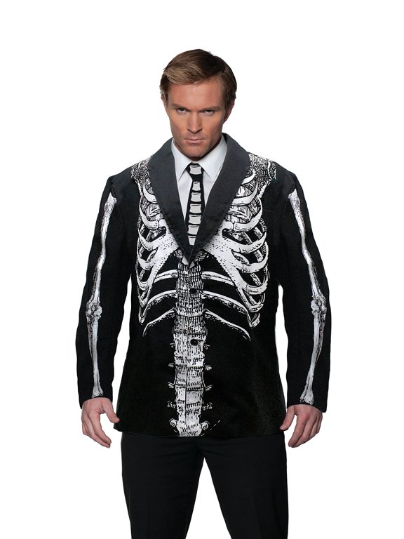 Men's Skeleton Halloween Blazer - Fully Lined Blazer With Matching Printed Tie, Costume Jacket for Men, Skeleton Print for Adults