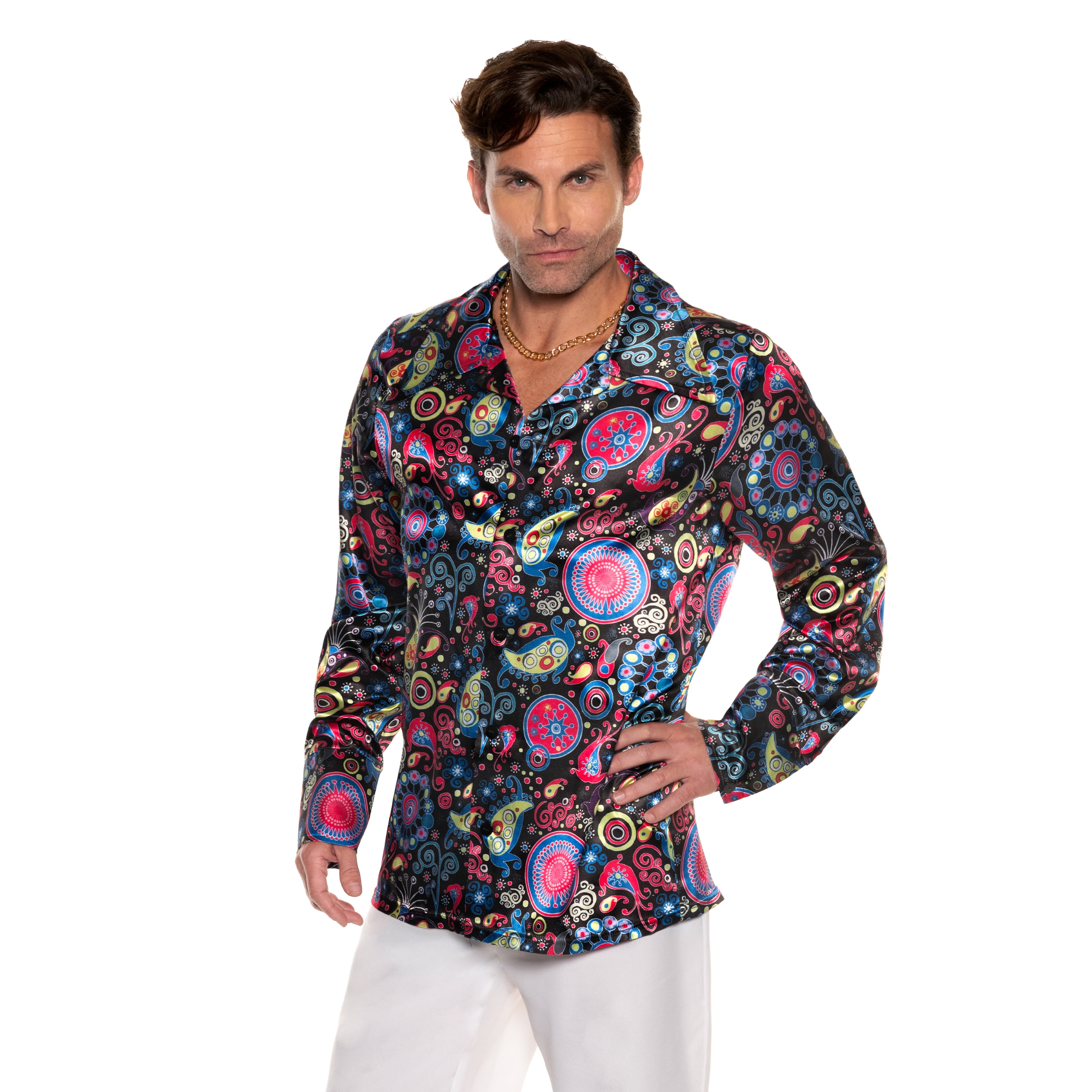 トップス 60s vintage paisley shirt Mazeys Mens 60s 70s Navy Multi Retro Paisley Shirt | eBay