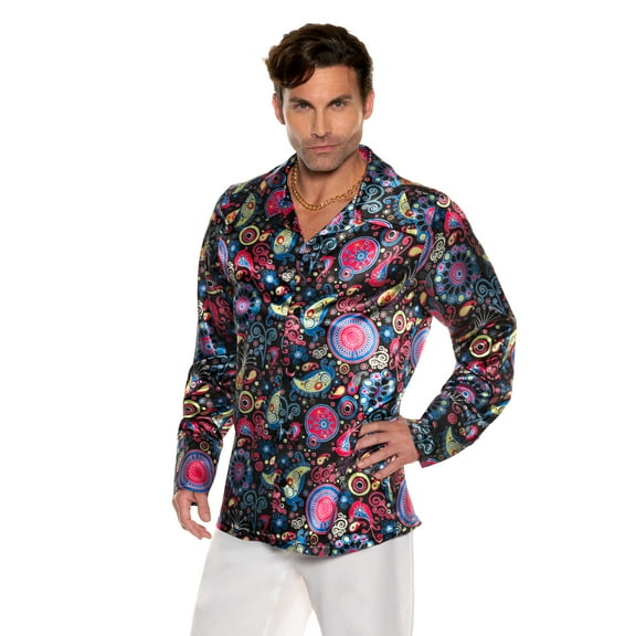 UNDERWRAPS Mens 60s Paisley Shirt - Mens Short Sleeve, Disco Outfit, Couples Matching Outfits, Hippie Shirts, Summer Casual, Beach Shirt