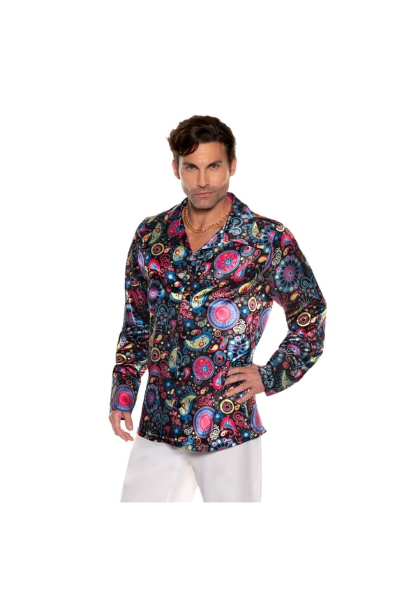 Mens 60s Paisley Shirt - Mens Short Sleeve, Disco Outfit, Couples Matching Outfits, Hippie Shirts, Summer Casual, Beach Shirt