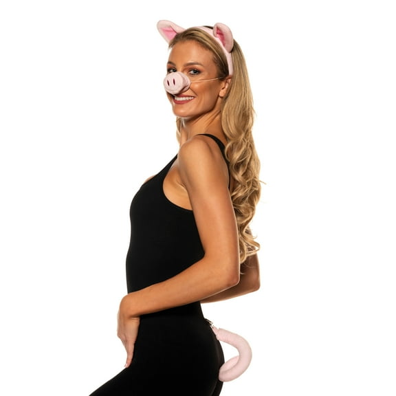 UNDERWRAPS PIGLET COSPLAY ACCESSORY KIT! Headband With Attached Plush Ears, Tail With Attached Clip, Halloween Costume Accessories, Anime Kit