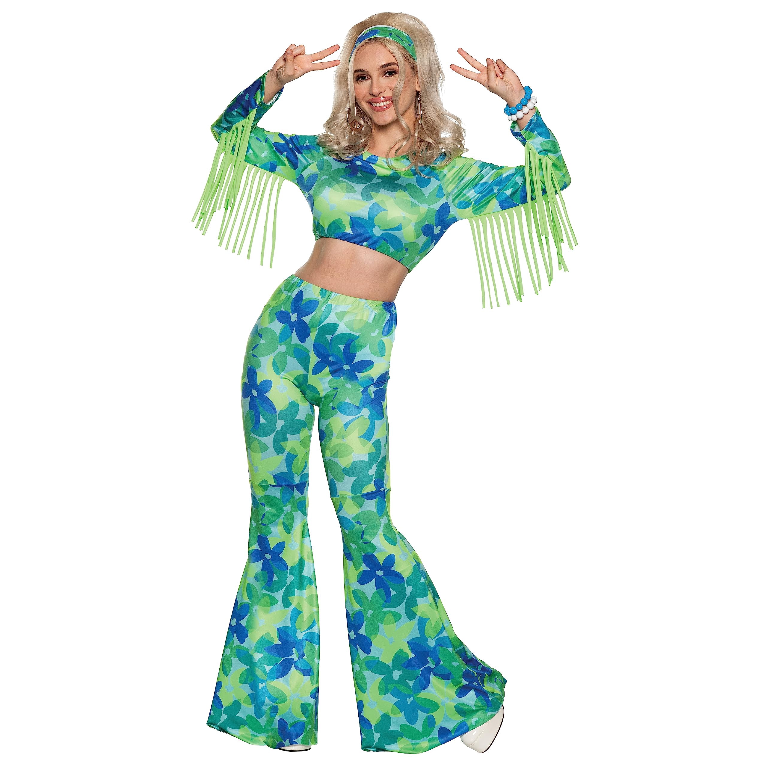 Flower Power 70s Fancy Dress Ideas List UNDERWRAPS Psychedelic Crop Top  Costumes Flower Power Halloween Costume