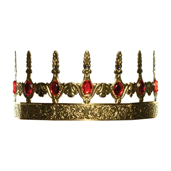 UNDERWRAPS Queen Gold Metal Crown - King's and Queen's Crown, Crown With Red Jewels, Birthday Party Crowns, Wedding Crowns, Renaissance Accessories