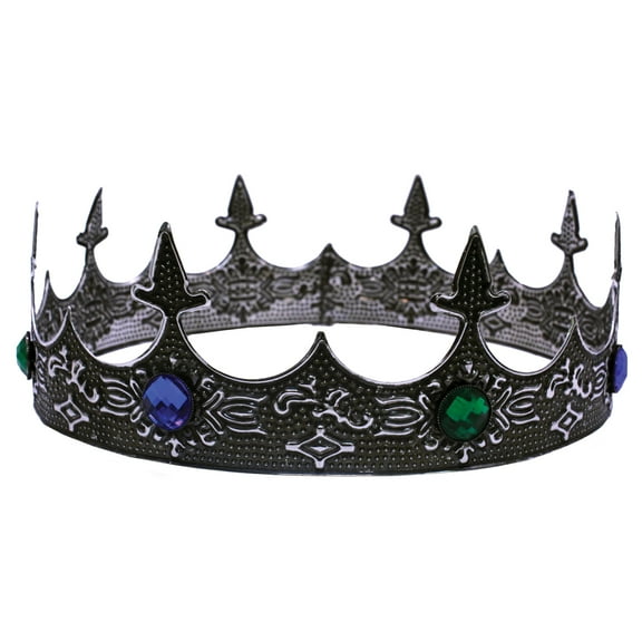 UNDERWRAPS Queen Grey Metal Crown - King's and Queen's Crown, Crown With Blue Jewels, Birthday Party Crowns, Wedding Crowns, Renaissance Accessories